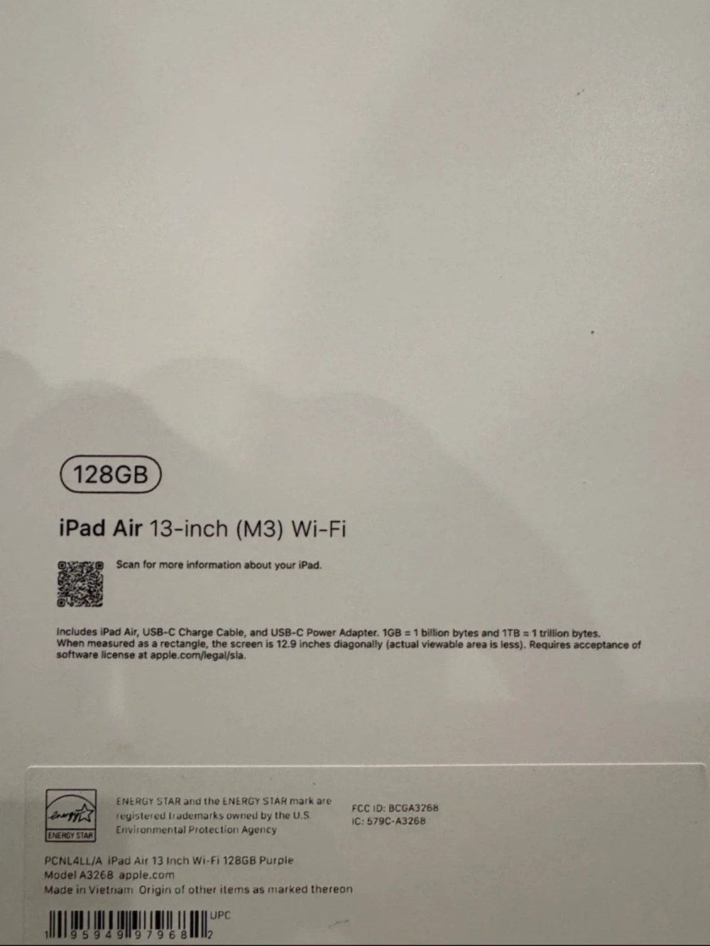 BOX ONLY - iPad Air 13-Inch (M3) Wi-Fi 128GB